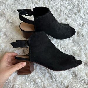 LOFT Black Suede Sandal Heel